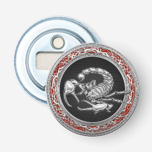 [410] Sacred Silver Scorpion on Black Bottle Opener