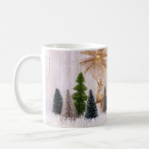 4149Glitter Trees with Deer and Snow Coffee Mug