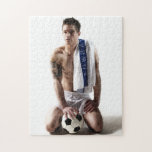 41873a Soccer Jock Jigsaw Puzzle<br><div class="desc">Model: Jeffrey Williams. Check out our whole line of cards,  prints and gifts featuring this beautiful model.</div>