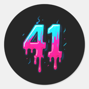 41 Ice Cream Drip Meme Forty One Four Gen Alpha Sl Classic Round Sticker