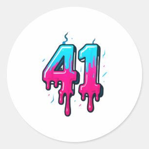 41 Ice Cream Drip Meme Forty One Four Gen Alpha Sl Classic Round Sticker