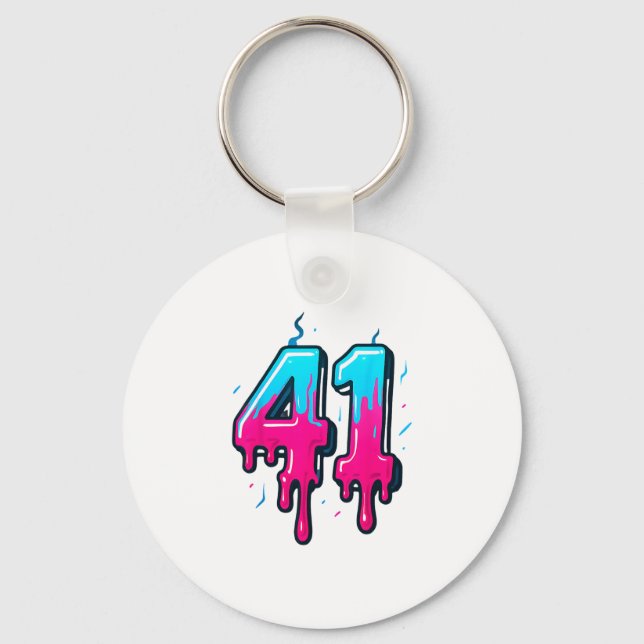 41 Ice Cream Drip Meme Forty One Four Gen Alpha Sl Keychain (Front)