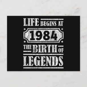 41 Year Old 1984 Birth Of Legend 41st Birthday Postcard