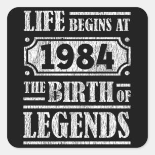 41 Year Old 1984 Birth Of Legend 41st Birthday Square Sticker