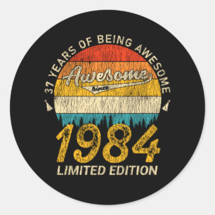41 Year Old 1984 Retro Awesome 41st Birthday Gift Classic Round Sticker