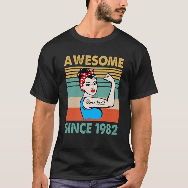 41 Year Old Awesome Since 1982 41st Birthday T-Shirt (Front)