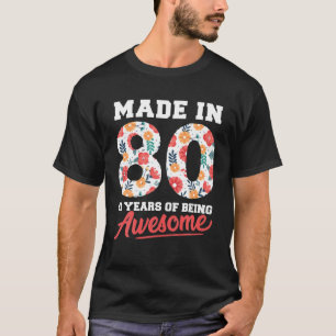 41 Years Old 41St Birthday Awesome Floral Made 198 T-Shirt