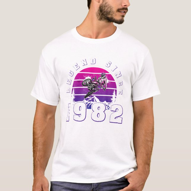 41 Years Old Birthday Motocross Legend Since 1982  T-Shirt (Front)