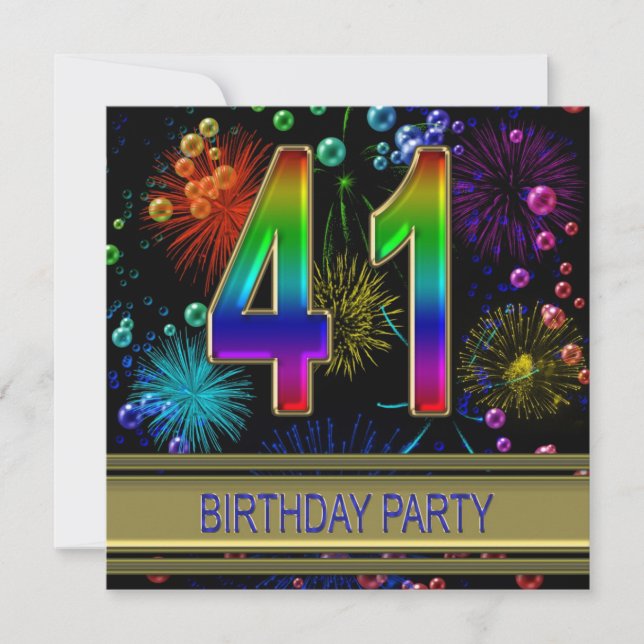 41e fête d'anniversaire Invitation avec bulles (Devant)