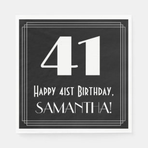 41st Birthday ~ Art Deco Inspired Look "41", Name Napkin