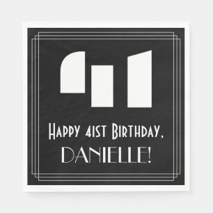41st Birthday: Art Deco Inspired Look "41" + Name Napkin