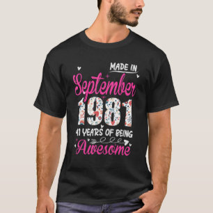 41st Birthday Awesome Since September 1981 Floral T-Shirt