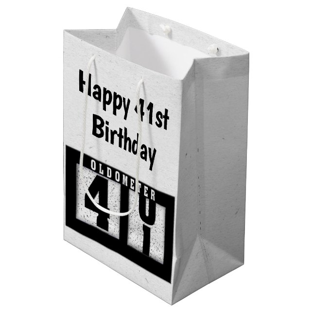 41st Birthday Black Odometer   Medium Gift Bag (Front Angled)