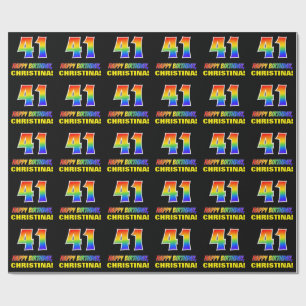 41st Birthday: Bold, Fun, Simple, Rainbow 41 Wrapping Paper