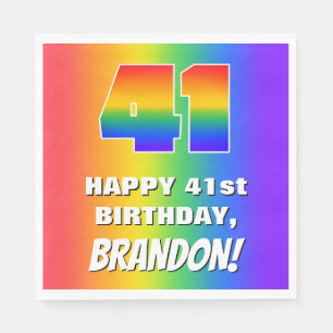41st Birthday: Colourful, Fun Rainbow Pattern # 41 Napkin