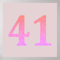 41st Birthday Forty One Blush Pink Purple Glitter