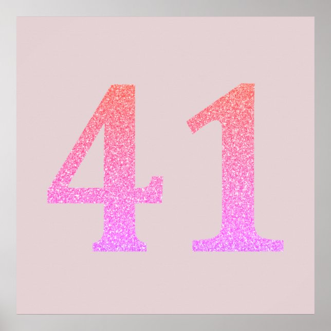 41st Birthday Forty One Blush Pink Purple Glitter Poster (Front)