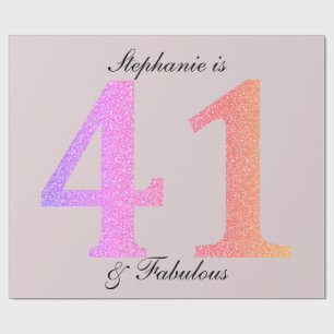 41st Birthday Forty One Fabulous Blush Pink Custom Wrapping Paper