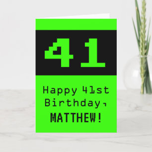 41st Birthday: Nerdy / Geeky Style "41" and Name Card