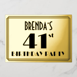 41st Birthday Party — Art Deco Look “41” + Name