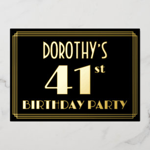 41st Birthday Party: Art Deco Look “41”, w/ Name
