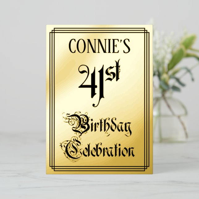 41st Birthday Party — Elegant Script + Custom Name (Standing Front)
