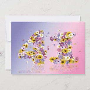 41st Birthday party, with flowered letters Invitation