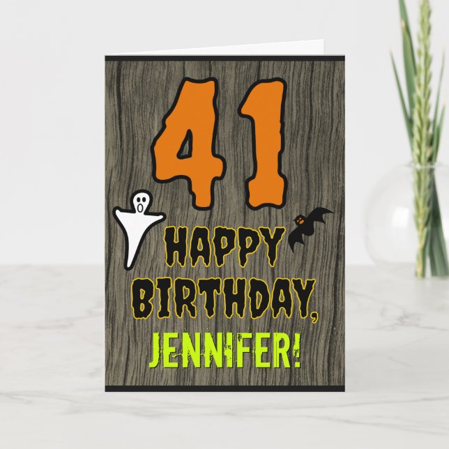 41st Birthday: Spooky Halloween Theme, Custom Name Card (Front)