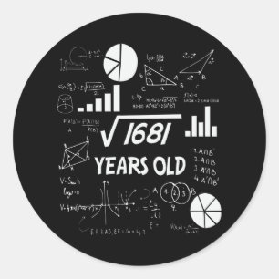 41st Birthday Square Root Math 41 Years Old Bday Classic Round Sticker