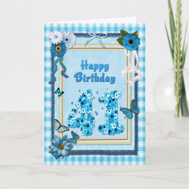 41st Birthday with a scrapbook effect Card (Front)