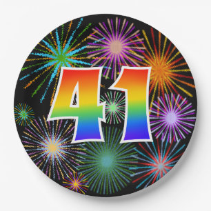 41st Event - Fun, Colourful, Bold, Rainbow 41 Paper Plate