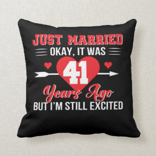 41st Wedding Anniversary Still Excited Throw Pillow