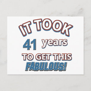 41st  year birthday designs postcard