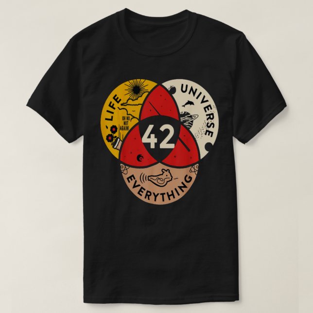42 Answer o Life Universe and Everything Science V T-Shirt (Design Front)
