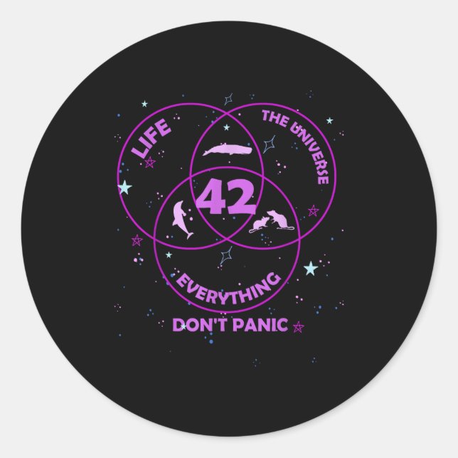42 Answer To Life Universe Everything  Classic Round Sticker (Front)