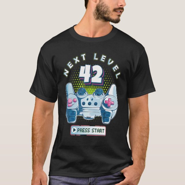 42 Birthday Gamer Next Level 42 Gaming Controller  T-Shirt (Front)