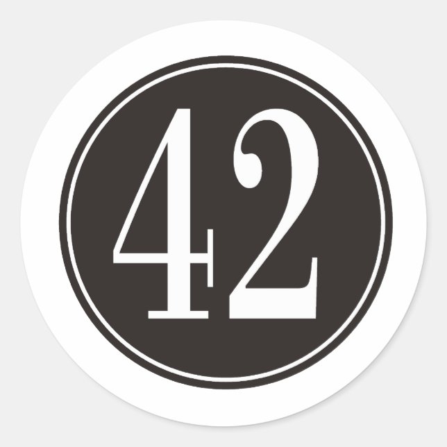 #42 Black Circle Classic Round Sticker (Front)