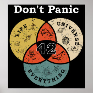 42 Dont Panic Life Universe Everything Hitchhike Poster