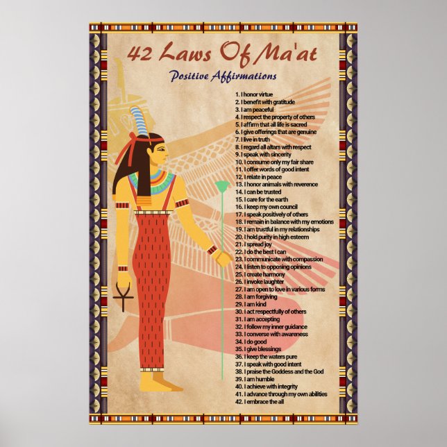 42 Lois De Ma'at - Poster Des Affirmations Positiv (Devant)