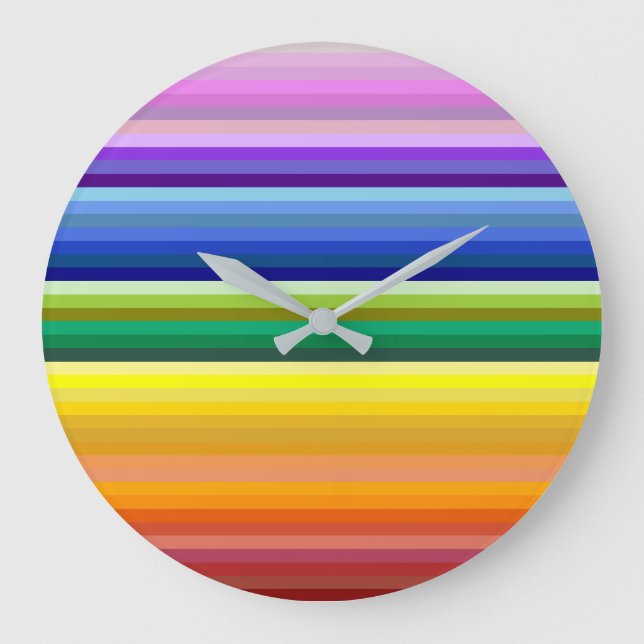 42 Stripes Rainbow Spectrum Large Clock (Front)