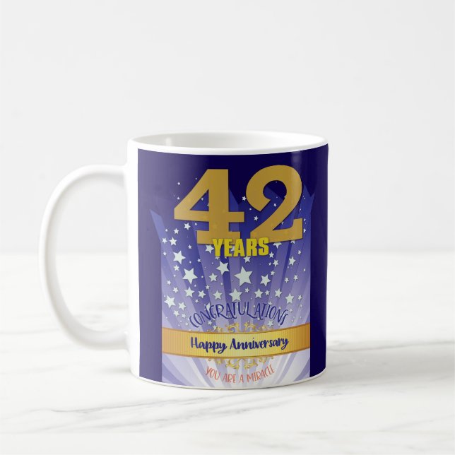 42 Year CUSTOM Recovery Anniversary Bold Numeral Coffee Mug (Left)