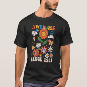 42 Year Old Awesome Since 1981 Groovy Retro 42th B T-Shirt