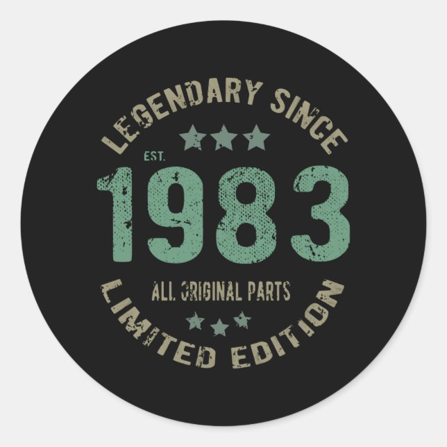 42 Year Old Bday 1983 Legend 42nd Birthday Gift Classic Round Sticker (Front)