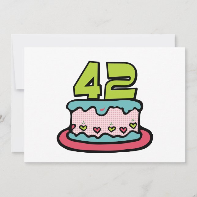 42 Year Old Birthday Cake Card (Front)