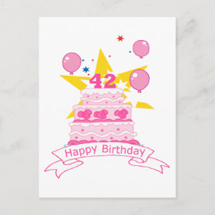 42 Year Old Birthday Cake Postcard