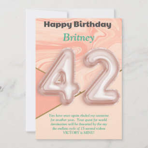 42 year old girls Happy Birthday card