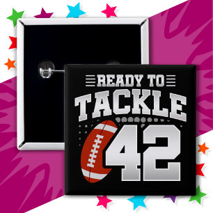 42 Year Old Tackle Football Party 42nd Birthday 2 Inch Square Button
