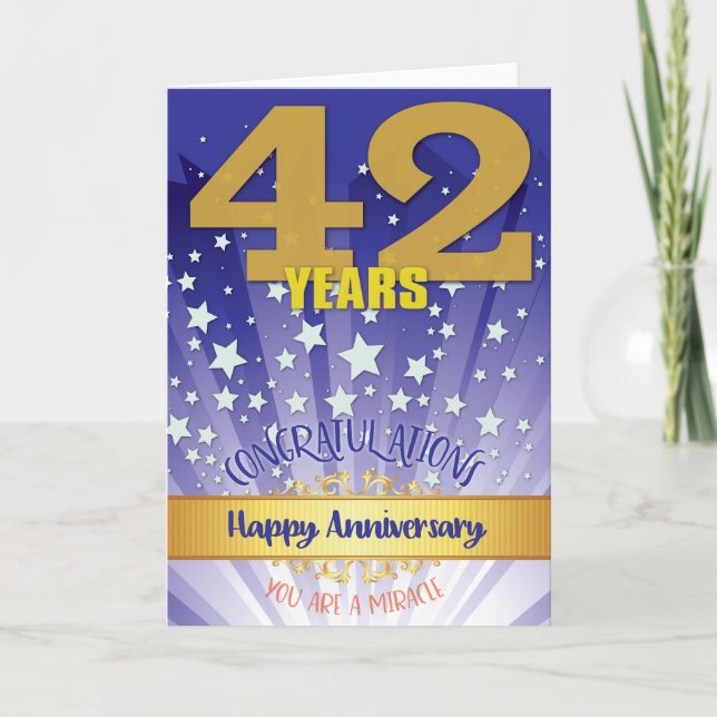 42 Year Recovery Anniversary Bold Numeral Card (Front)