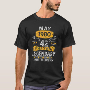 42 Years Old Awesome Since May 1980 42Nd Birthday T-Shirt
