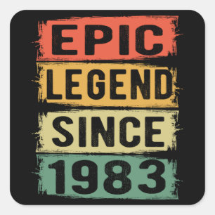 42 Years Old Bday 1983 Epic Legend 42nd Birthday Square Sticker